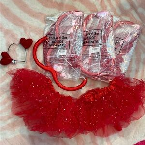 4 Valentine's Bow & Arrow with 2 Red light up Mini Skirt Dress